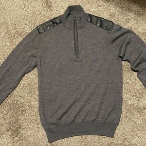 Mens Michael Kors Grey Mock Neck 1/4 Zip Pullover Sweater M Pre Owned